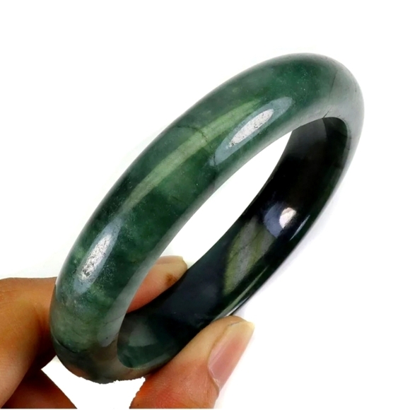 Hand Crafted Jewelry - Bangle Jadeite Jade 314ct 13x9mm Natural Handmade Natural Gemstone 2.2 Inches